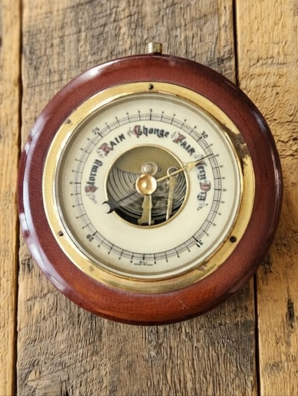 VTG West German Wood & Brass Working Barometer Made in Western Germany